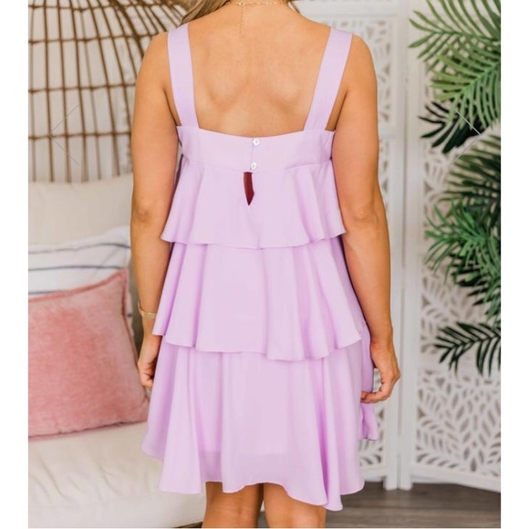 Pink Lily LightBlue Tiered Ruffle Dress NWT Size M - Picture 2 of 2